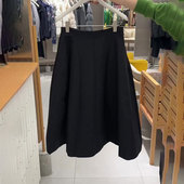 新款 欧货高端定制黑色大码 半身裙女2025冬季 加厚气质A字中长裙子