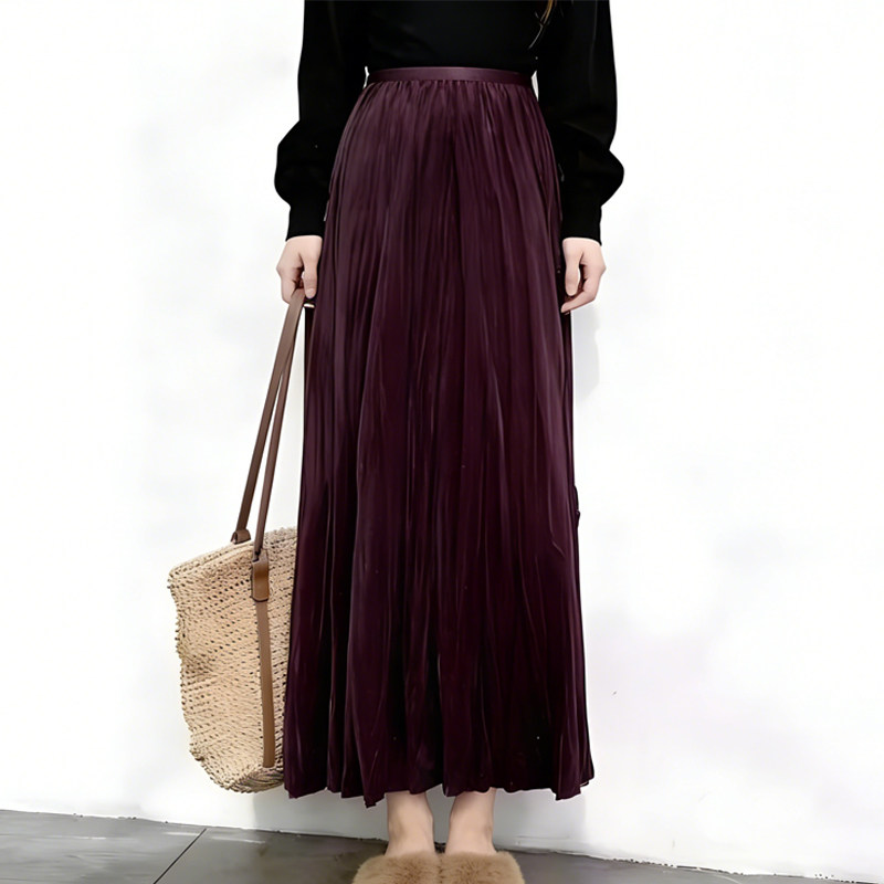 欧货高端定制暗紫色压褶大码半身裙女2026早春新款轻熟风大摆裙子,女装/女士精品,大码半身裙,淘宝优惠券,粉丝福利购,淘宝优惠卷