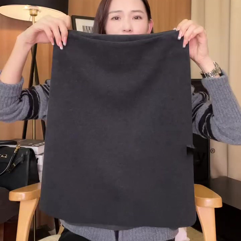 高端定制深灰色毛呢大码半身裙女