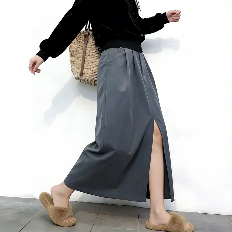 欧货高端定制炭灰色大码半身裙女2026早春新款轻熟松弛感A字裙子,女装/女士精品,大码半身裙,淘宝优惠券,粉丝福利购,淘宝优惠卷