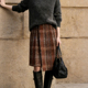 欧货高端定制红棕色毛呢大码 半身裙女2026早春新款 细格纹A字裙子