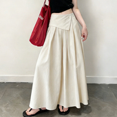 欧货高端定制米白色不对称大码 半身裙女2026春夏新款 轻熟大摆裙子