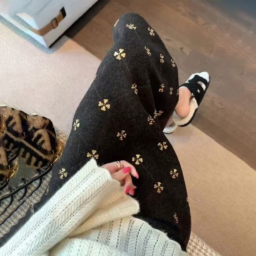 欧货高端定制黑色亮片大码半身裙