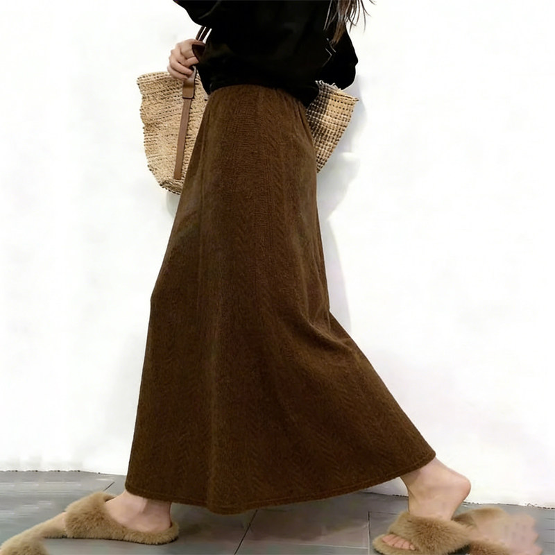 欧货高端定制深棕色毛呢大码半身裙女2026早春新款慵懒风A字裙子,女装/女士精品,大码半身裙,淘宝优惠券,粉丝福利购,淘宝优惠卷