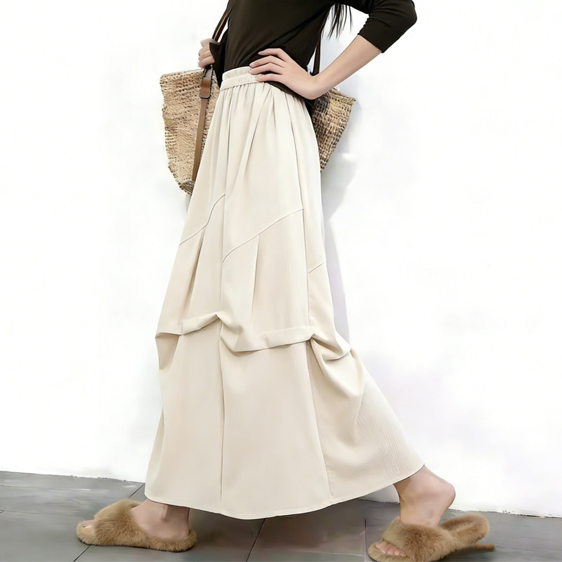 欧货高端定制米白色垂感大码半身裙女2026早春新款轻熟慵懒大摆裙,女装/女士精品,大码半身裙,淘宝优惠券,粉丝福利购,淘宝优惠卷
