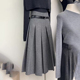 新款 欧货高端定制灰色毛呢大码 半身裙女2025冬季 加厚减龄百褶裙子