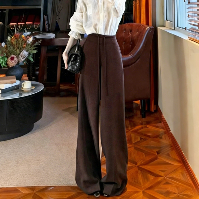 欧货高端定制红棕色毛呢大码阔腿裤女2026早春新款慵懒风休闲裤子,女装/女士精品,大码裤装,淘宝优惠券,粉丝福利购,淘宝优惠卷