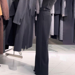 女2025年秋季 直筒裤 新款 韩版 黑色大码 日常通勤高腰遮肉阔腿裤 西装