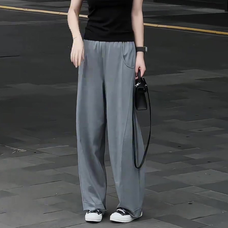 灰色宽松百搭阔腿裤女2025夏季
