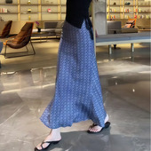 新款 蓝色印花时尚 高品质百搭半身裙女2026春季 休闲慵懒显瘦包臀裙