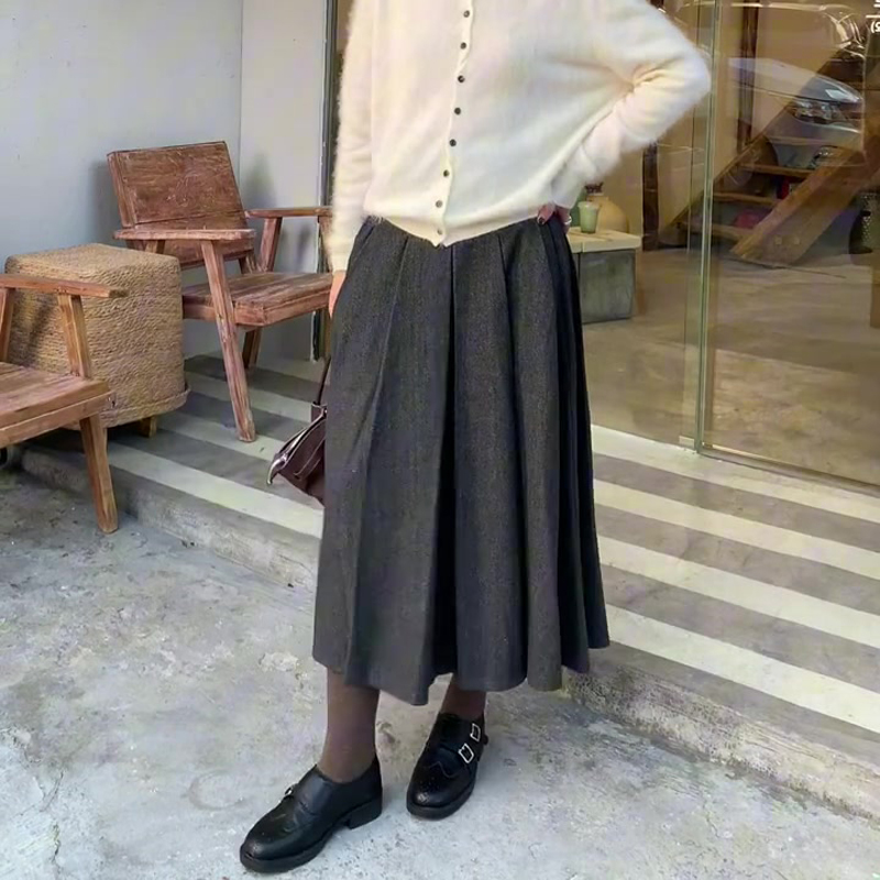 欧货高端定制深灰色大码半身裙女