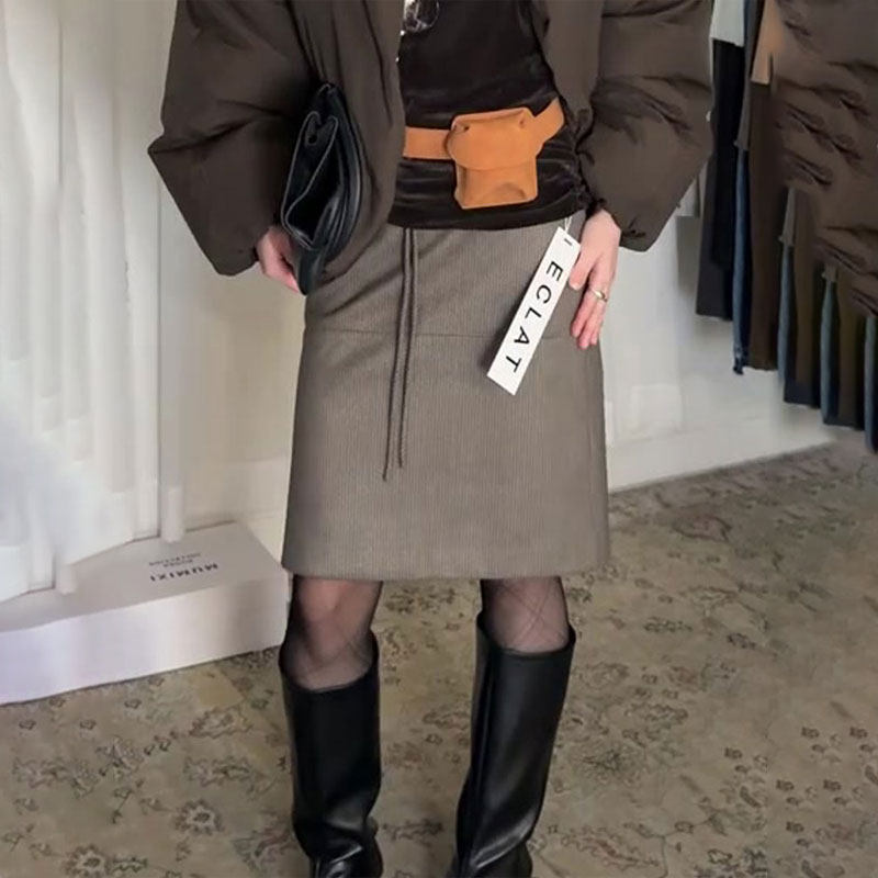 欧货高端定制咖色大码半身裙女2025冬季新款加厚高级气质A字中裙,女装/女士精品,大码半身裙,淘宝优惠券,粉丝福利购,淘宝优惠卷