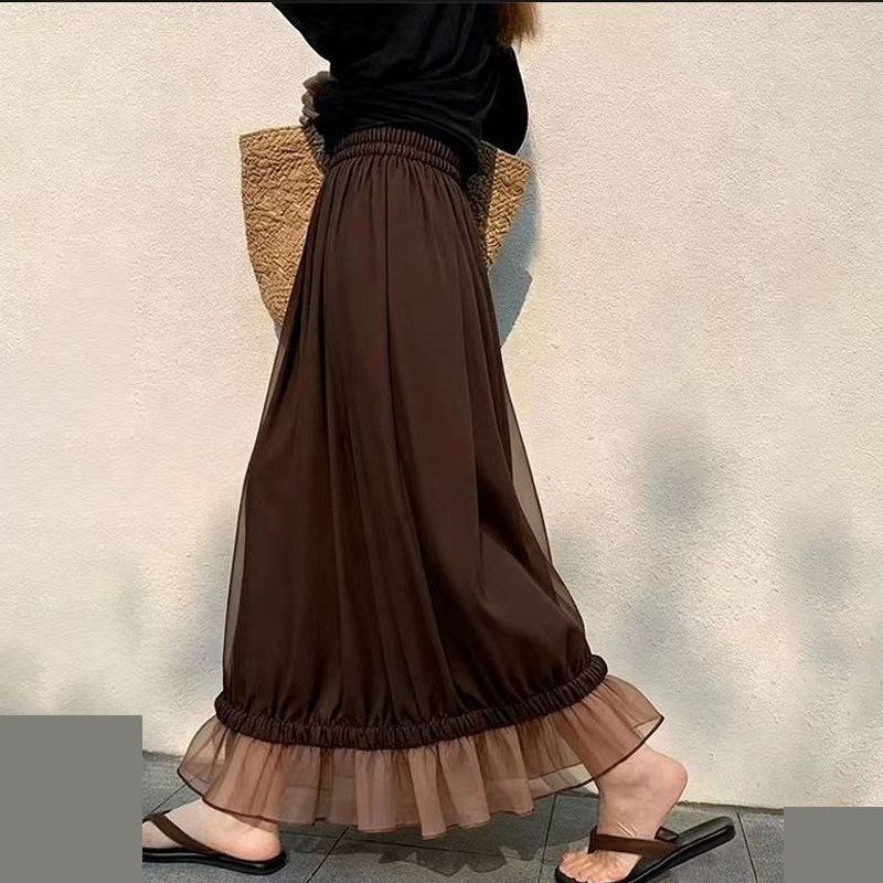 欧货高端定制深棕色网纱大码半身裙女2026早春新款温柔轻熟大摆裙,女装/女士精品,大码半身裙,淘宝优惠券,粉丝福利购,淘宝优惠卷