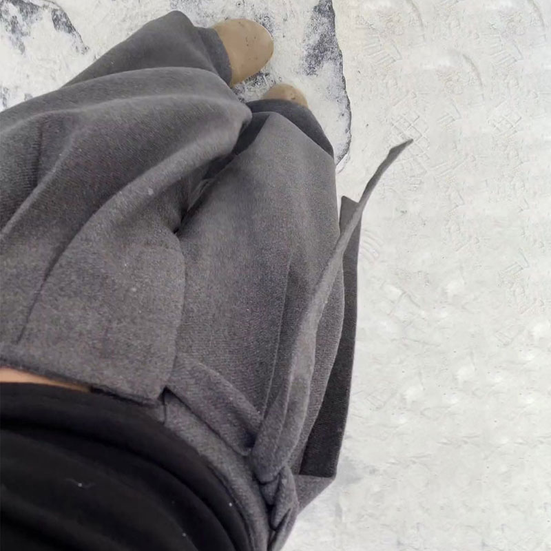 欧货高端定制灰色毛呢大码阔腿裤