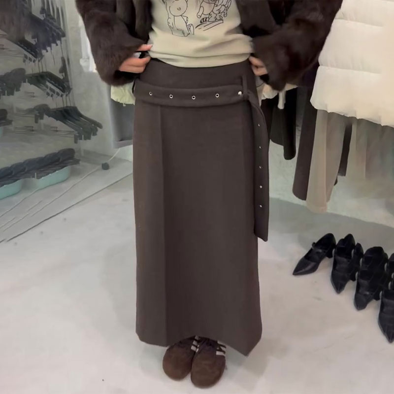 欧货高端定制咖色大码半身裙女