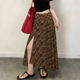 高端定制深棕佩斯利花纹大码 半身裙女2026春夏新款 温柔风A字裙子