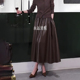 栗色大码 褶皱A字复古简约百搭百褶裙 新款 时尚 半身裙女2026春季
