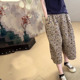 欧货定制2025秋季 女 高级感图片色印花棉麻八分休闲阔腿裤 新款 时尚