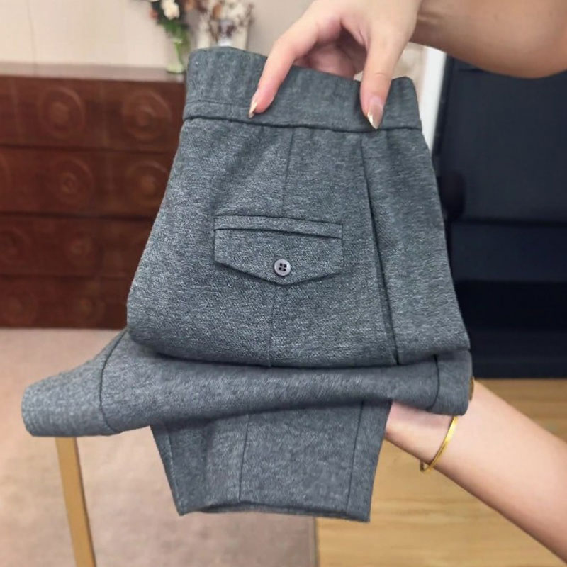 欧货高端定制灰色大码西装裤子女