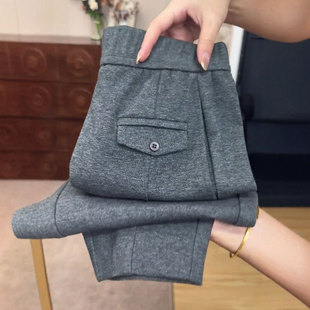 西装 高级感气质直筒休闲裤 裤 新款 女2025冬季 欧货高端定制灰色大码