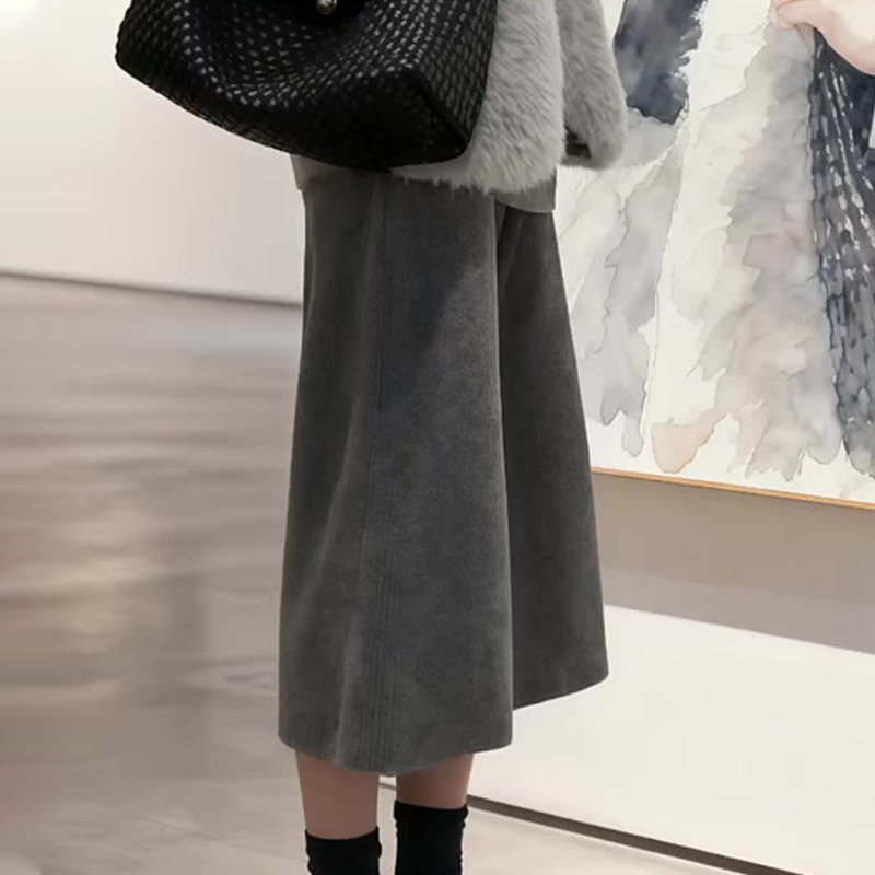 欧货高端定制灰色毛呢大码阔腿裤