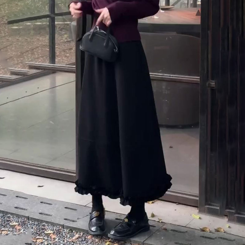 欧货高端定制黑色大码半身裙女