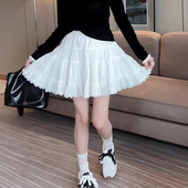 新款 欧货正品 白色蕾丝花边气质短裙女2025年夏季 百搭休闲风半身裙