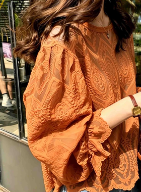 欧货高端气质蕉橙色圆领大码上衣女2026夏季新款通勤百搭显瘦小衫