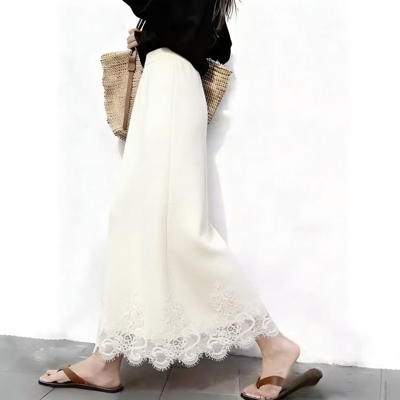 白色蕾丝拼接大码半身裙女