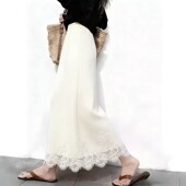 新款 欧货高端定制白色蕾丝拼接大码 半身裙女2025冬季 加厚A字长裙