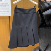 高端定制灰色毛呢大码 加厚轻熟百褶裙子 新款 西装 半身裙女2025冬季