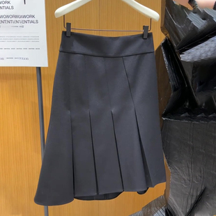 新款 半身裙女2025冬季 加厚轻熟百褶裙子 西装 高端定制灰色毛呢大码