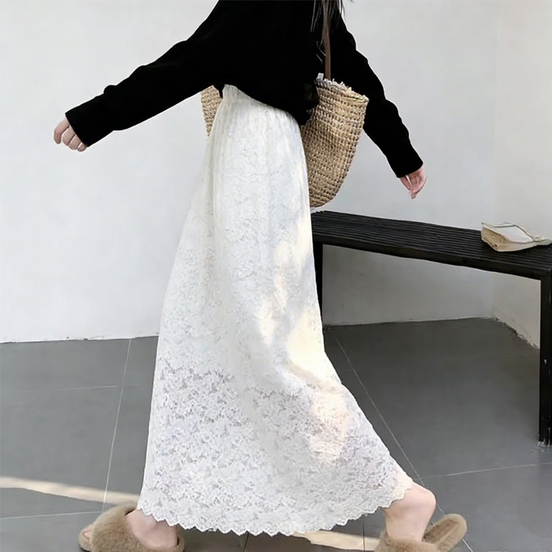 欧货高端定制奶白色蕾丝大码半身裙女2026早春新款温柔轻熟大摆裙,女装/女士精品,大码半身裙,淘宝优惠券,粉丝福利购,淘宝优惠卷