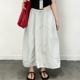 欧货高端定制浅灰色抽绳大码 半身裙女2026春夏新款 温柔风A字裙子