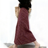 新款 欧货高端定制酒红色斜纹大码 半身裙女2026春季 气质复古A字裙