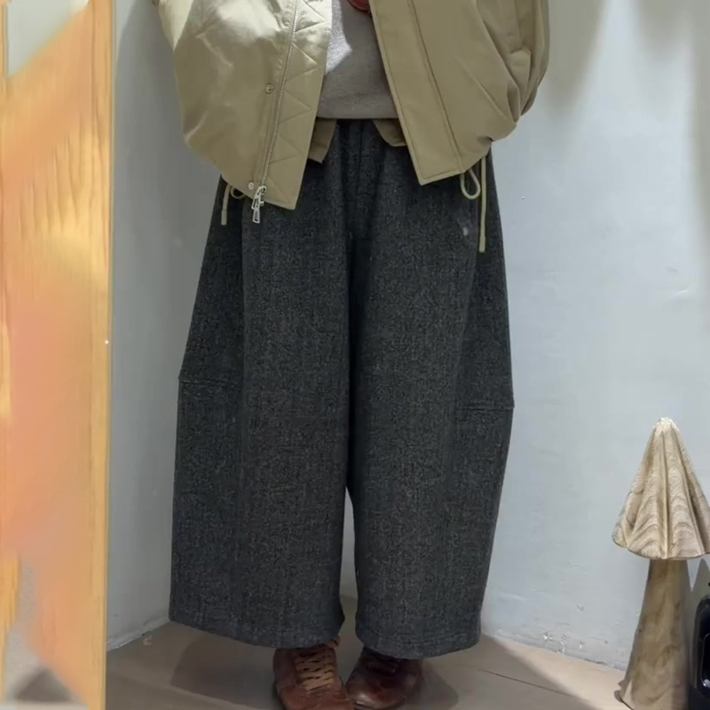 欧货高端定制深灰色大码阔腿裤女