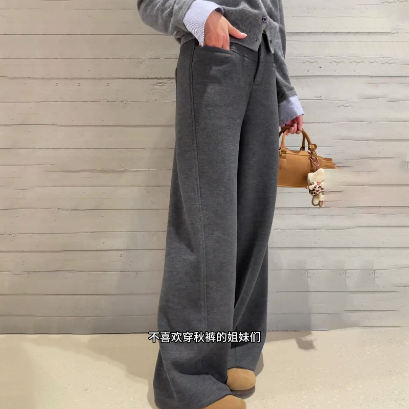 灰色大码宽松厚款休闲风香蕉裤