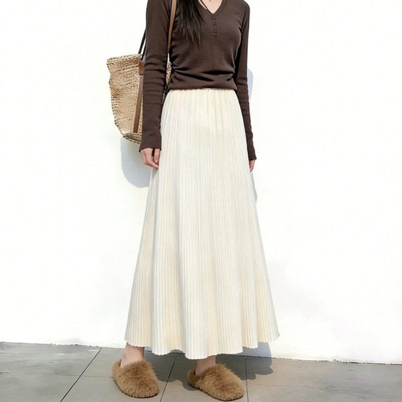 欧货高端定制米白色毛呢大码半身裙女2026早春新款百搭轻熟风琴裙,女装/女士精品,大码半身裙,淘宝优惠券,粉丝福利购,淘宝优惠卷