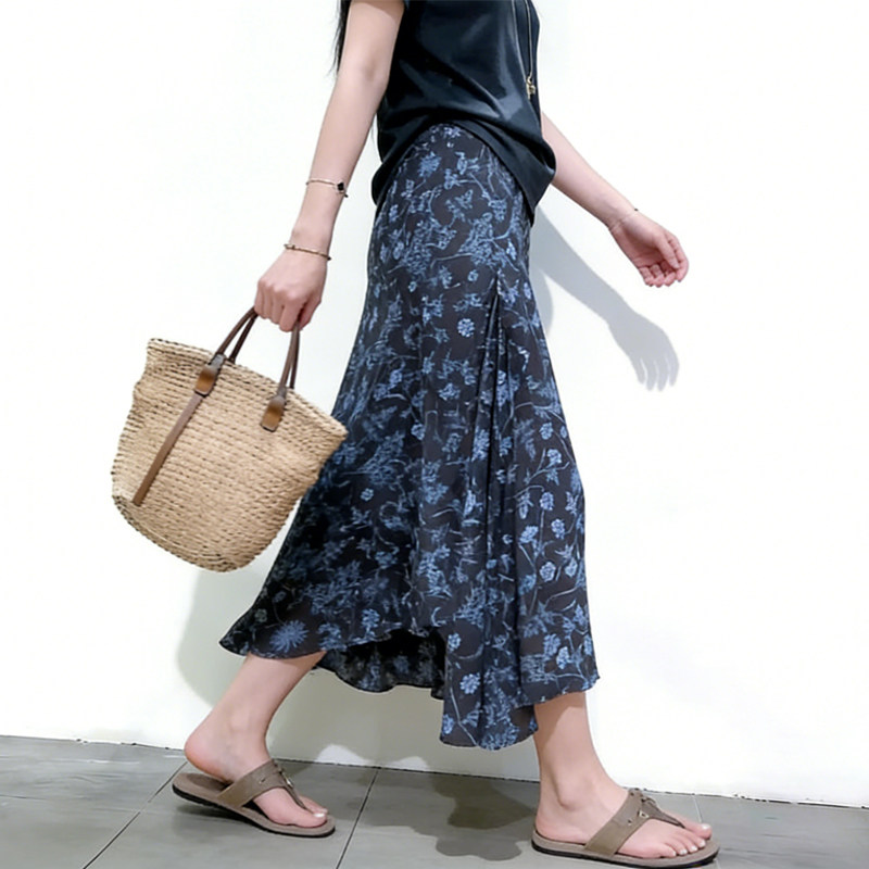 欧货高端定制蓝色大码碎花半身裙女2026早春新款蓝花楹轻熟鱼尾裙,女装/女士精品,大码半身裙,淘宝优惠券,粉丝福利购,淘宝优惠卷
