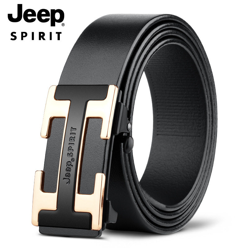 JEEP正品男士腰带自动扣头层皮皮带内扣商务休闲裤带耐用合金扣头