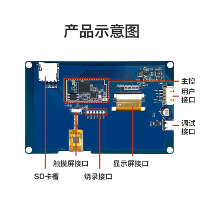 海凌科43.寸串口屏US100-043无线WIFI蓝牙tft液晶电容触摸显示屏