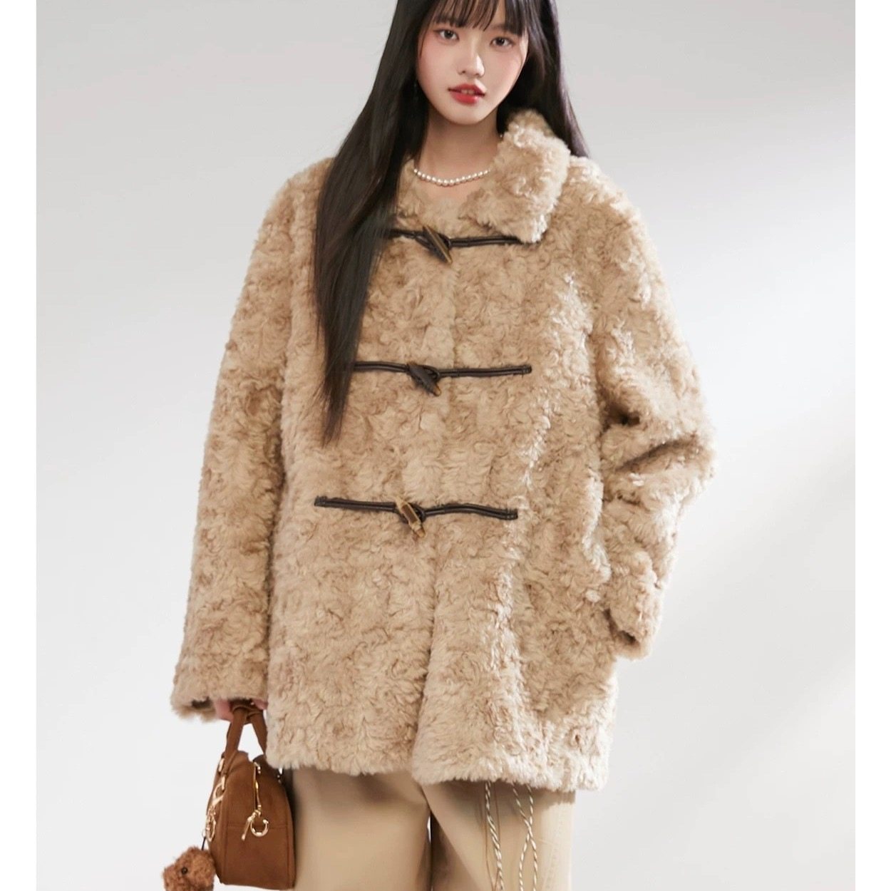 Herwear 微胖mm环保皮草外套女秋冬季韩系牛角扣羊羔毛绒长袖大衣,女装/女士精品,短外套,淘宝优惠券,粉丝福利购,淘宝优惠卷