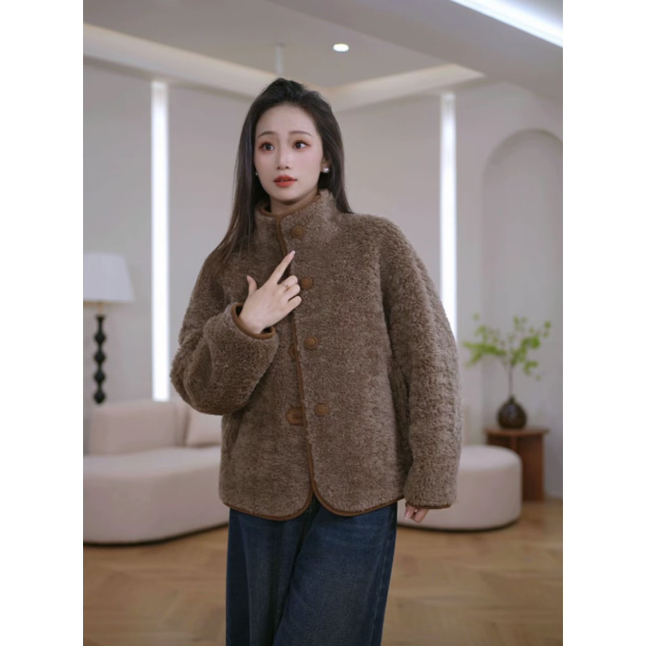 HANYU/韩禹TF121海宁2025新款100%羊毛双面穿休闲外套宽松显瘦,女装/女士精品,毛呢外套,淘宝优惠券,粉丝福利购,淘宝优惠卷