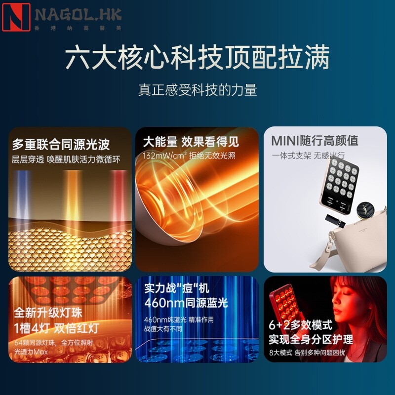 ERIMOTA嫩肤Q版大排灯美容仪LED红蓝光淡斑美白祛痘全身修复仪器