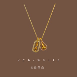 「神仙组合」轻奢气质古法金色葫芦金刚杵项链黄金色锁骨链颈链