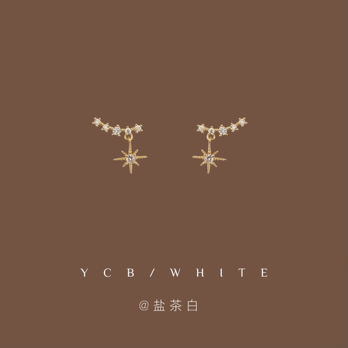 流光八芒星耳钉s925银针简约