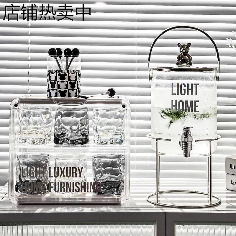 凉水冷水壶带龙头套装玻璃耐高温大容量水果茶壶家用饮料冰桶商用