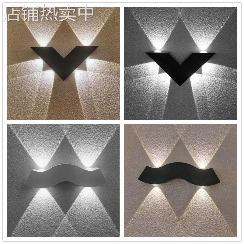 波浪v形壁灯LED北欧简约客厅过道楼梯装饰灯户外防水室外壁灯4w6w