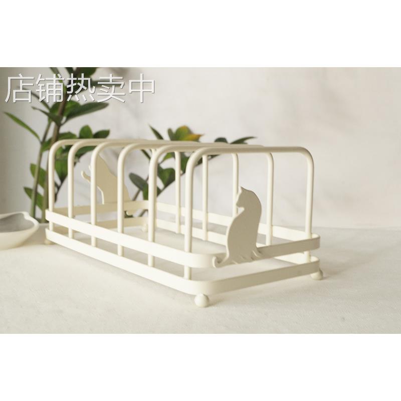06YM猫部杂货 日系猫咪厨房铁艺归置架 盘子沥水置物架家庭整理收