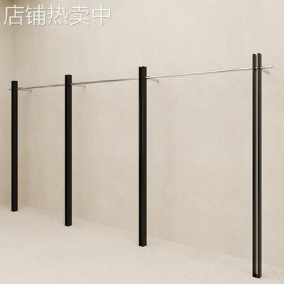 服装店黑色烤漆上墙展示架组合落地式挂衣架壁挂架简约展示陈列架